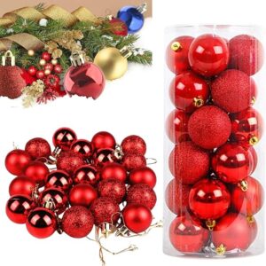 Bolinhas Natalinas Tubo Com 24 Bolas de Natal Enfeites De Natal Decoração 3cm (Vermelha)
