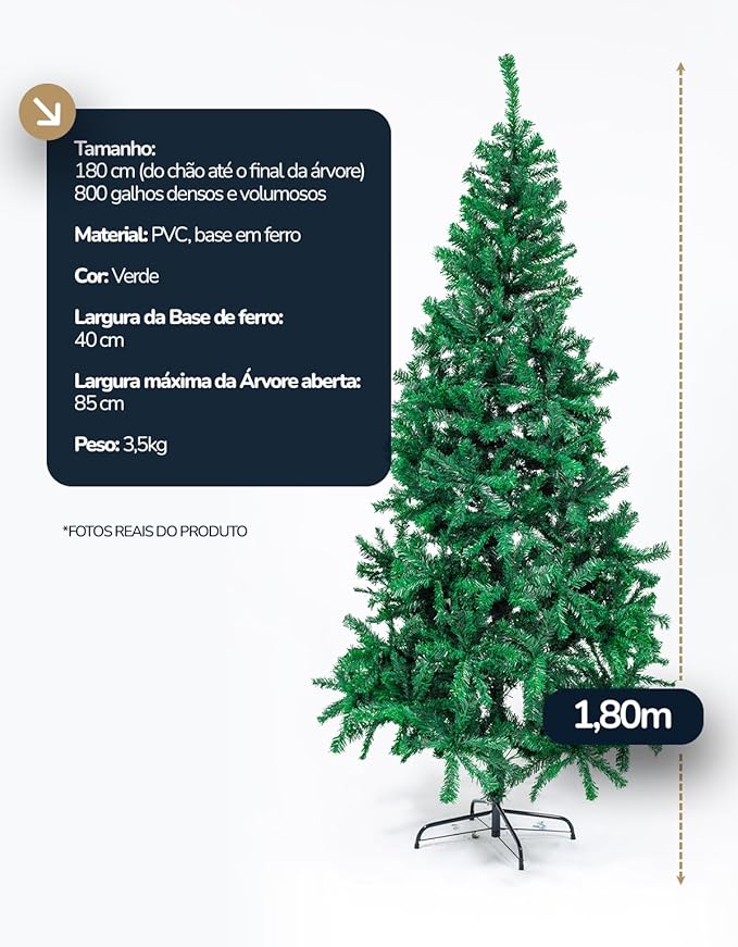 Árvore De Natal Pinheiro 1,80cm - Imagem 2